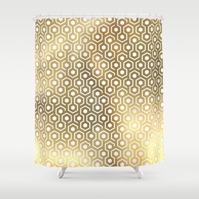 Gold geometry Shower Curtain by Marta Olga Klara Society6