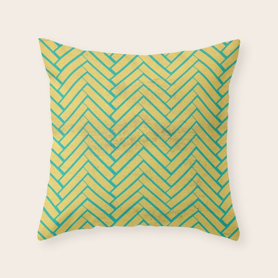 YELLOW HERRINGBONE Throw Pillow by Allyson Johnson Society6