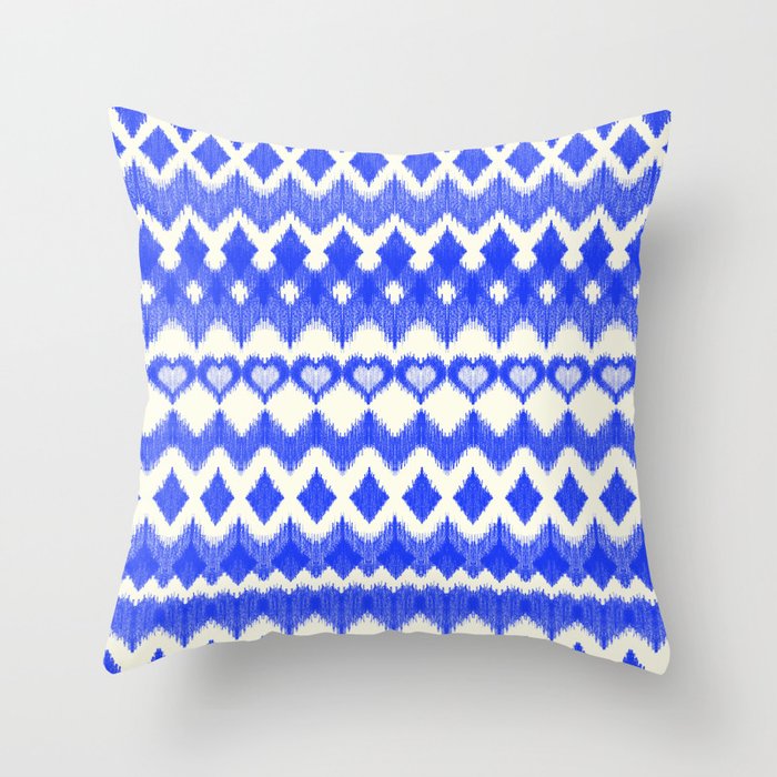 Ikat Pattern in Cobalt Blue & White Throw Pillow by Micklyn Society6