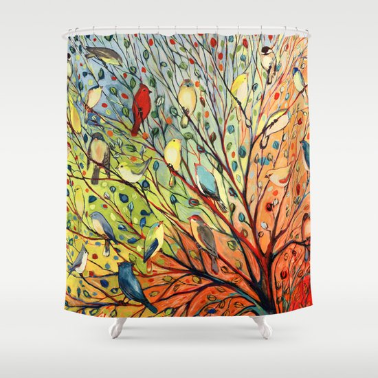 27 Birds Shower Curtain By Jennifer Lommers Society6