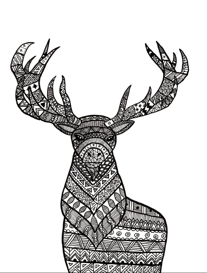 Zentangle deer Art Print by Mikaela Puranen Society6