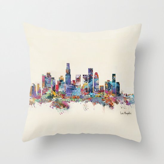 los angeles california skyline Throw Pillow by Bri.buckley Society6
