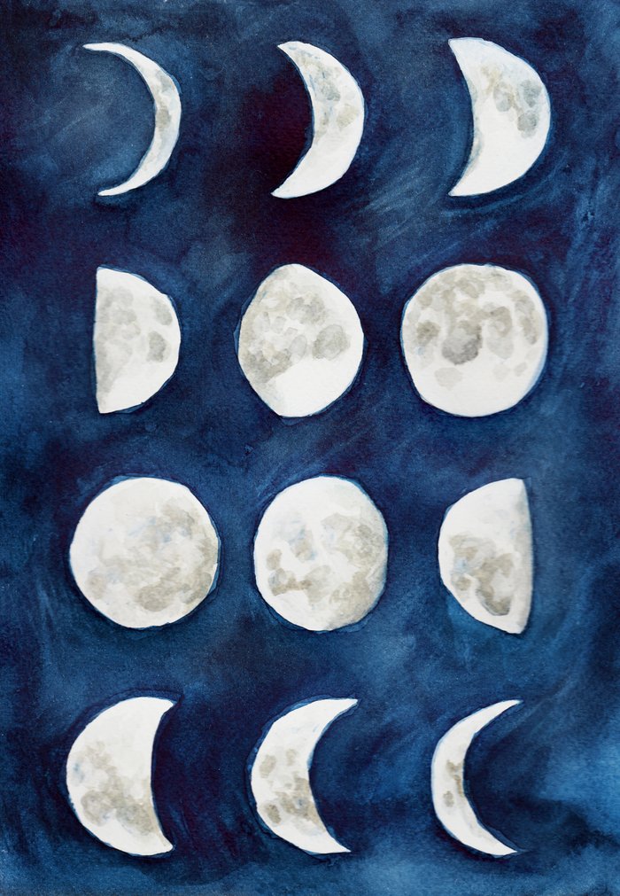 Moon phases Art Print by Bridget Davidson | Society6