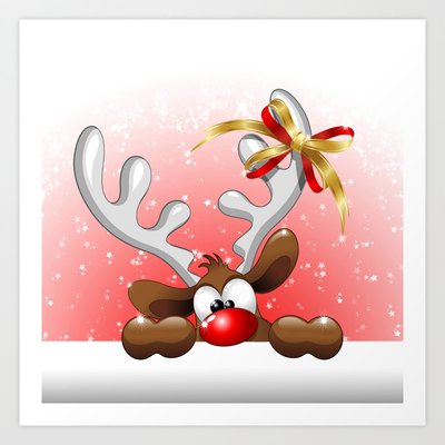 Funny Christmas Reindeer Carto...