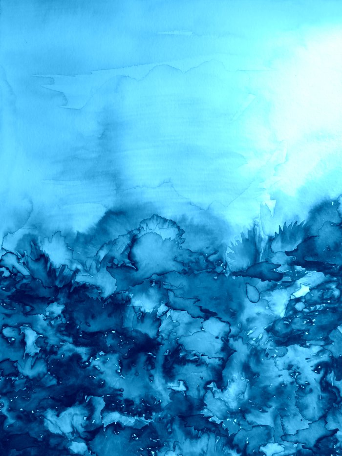 INTO ETERNITY, TURQUOISE Colorful Aqua Blue Watercolor ...