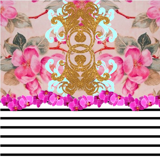 Fashion Girly Pink Vintage Floral Trendy Stripes Pattern Art Print by ...