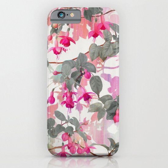 Rainbow Fuchsia Floral Pattern with grey iPhone & iPod Case by
