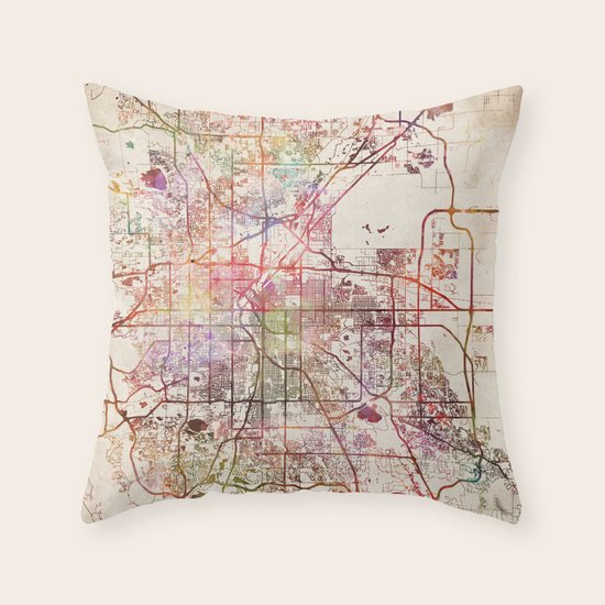 Denver Throw Pillow by MapMapMaps.Watercolors Society6