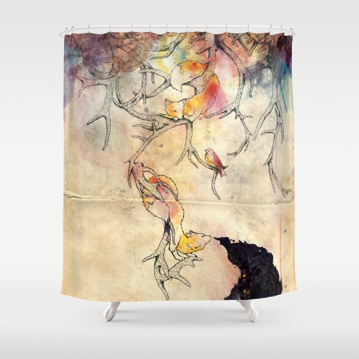 Into the Woods Shower Curtain by Lucy Wood White Rabbit Says Society6