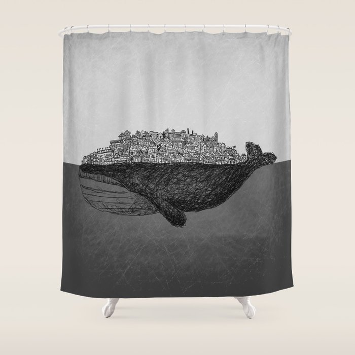 Whale City Shower Curtain by MUSENYO | Society6