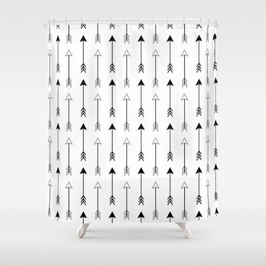 Black and White Arrows Pattern Shower Curtain by Fox + Rebel Society6