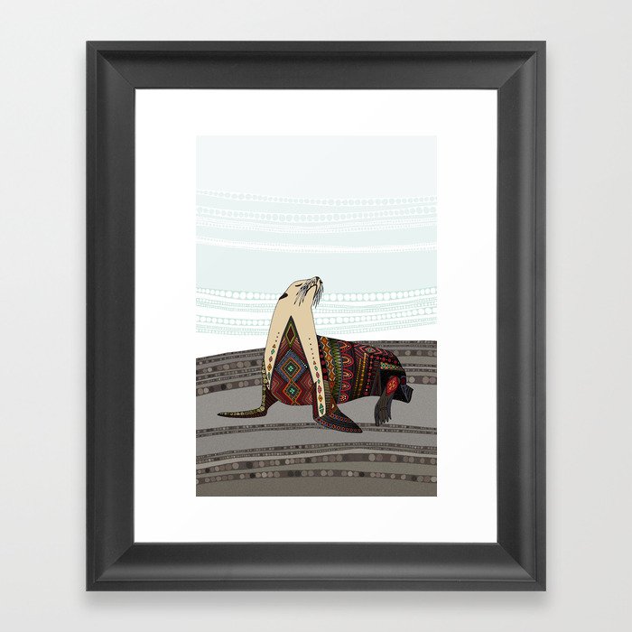sea lion mono Framed Art Print