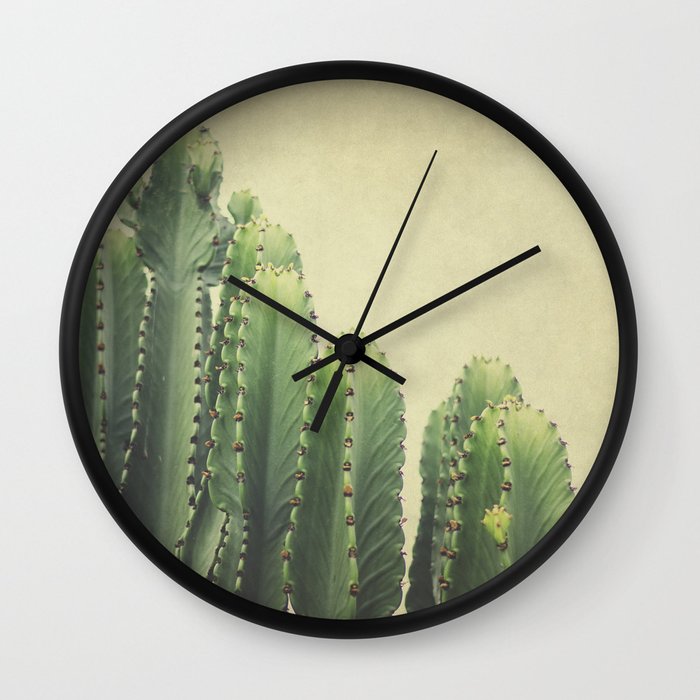 Green Cactus Wall Clock by Pure Nature Photos | Society6