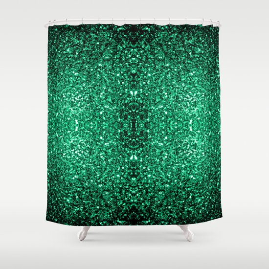 Beautiful Emerald Green glitter sparkles Shower Curtain by PLdesign