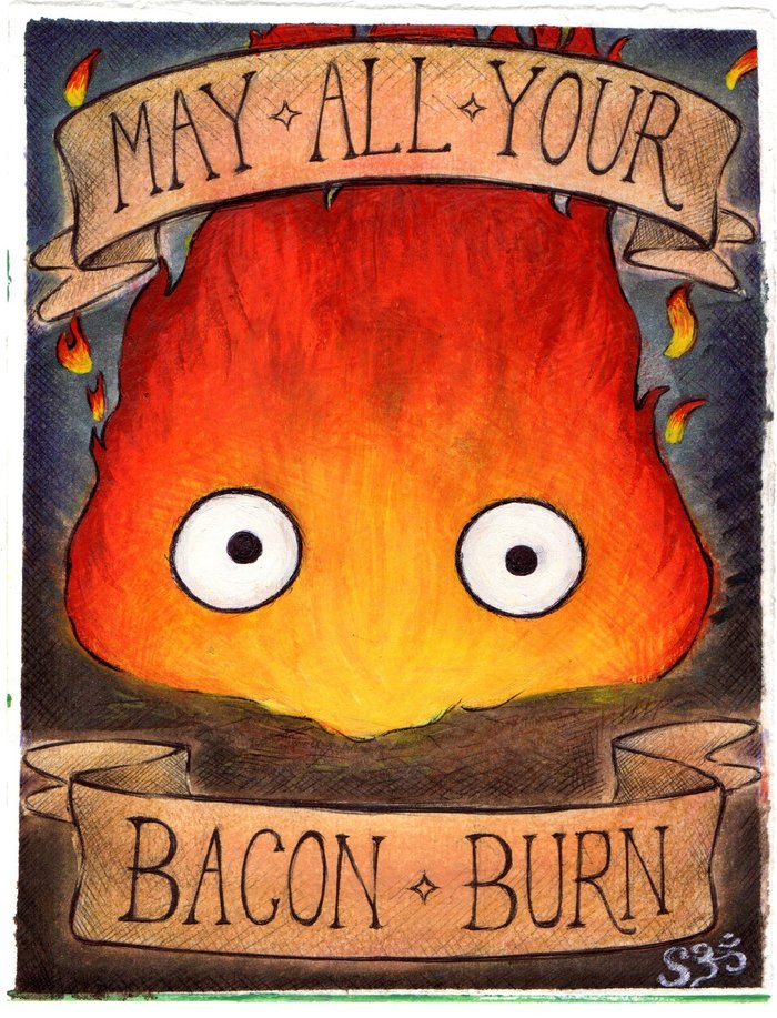 HOWL'S MOVING CASTLE illustration: CALCIFER Art Print by ...