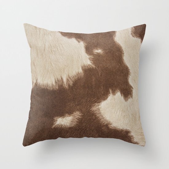 Cowhide Brown and White Throw Pillow by Gypsykissphotography Society6