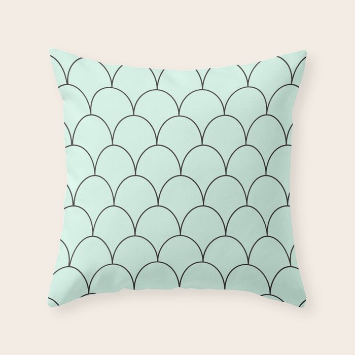 mint & black half circles Throw Pillow by Dani Society6