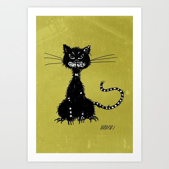 ragged evil black cat prints