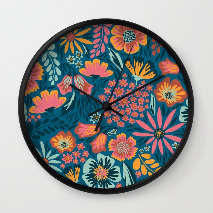 Floral wall clock by yellow button studio  society6