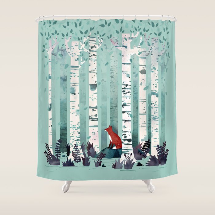The Birches Shower Curtain by Littleclyde Society6