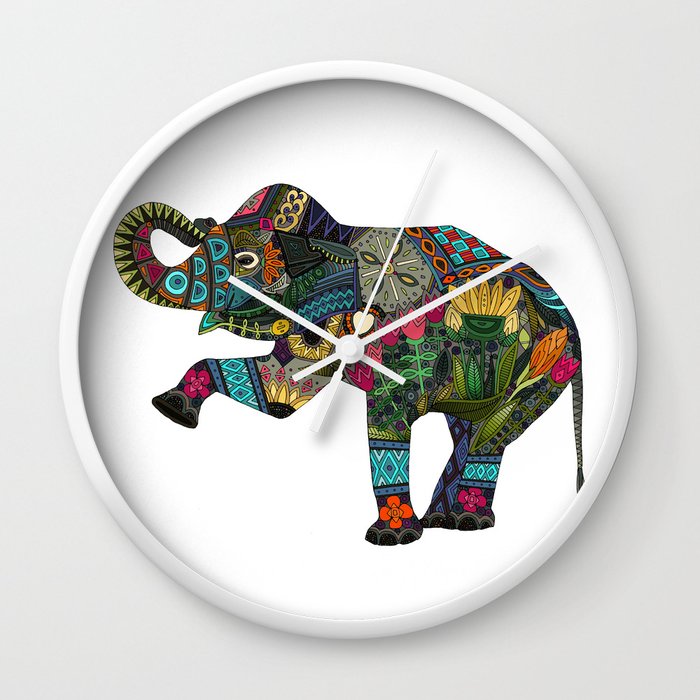 asian elephant white Wall Clock
