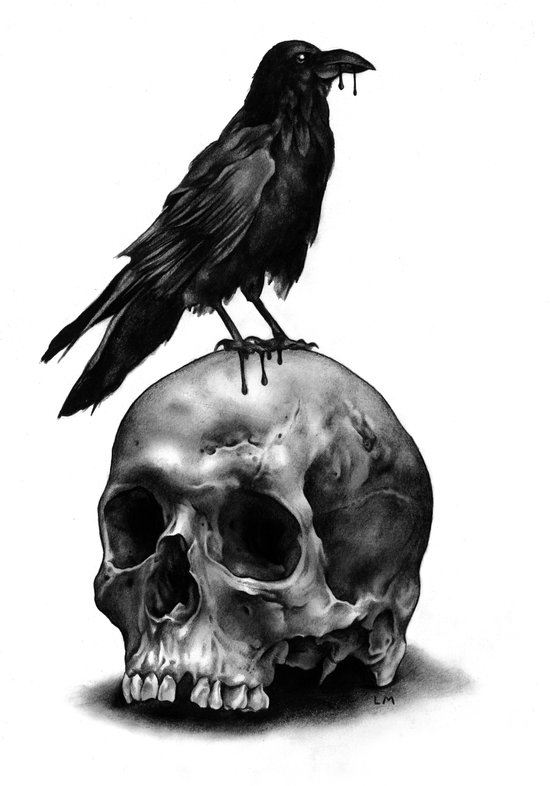 Skull & Raven Art Print by Leonmorley | Society6