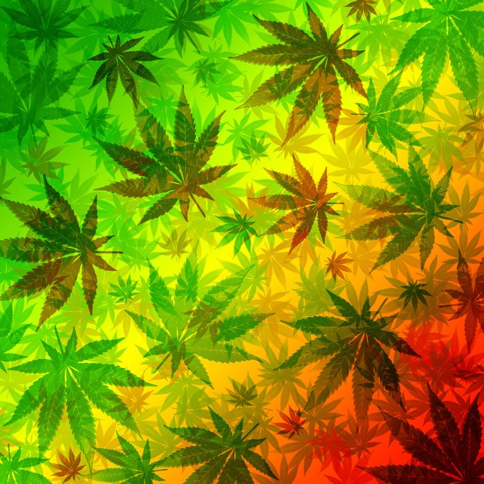 Marijuana Leaves Rasta Colors Art Print By Bluedarkart