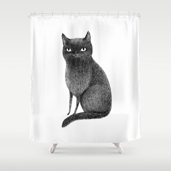 Black Cat Shower Curtain by Sophie Corrigan Society6