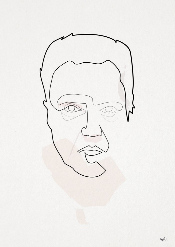 Single Line Art Print : One line christopher walken art print by quibe society