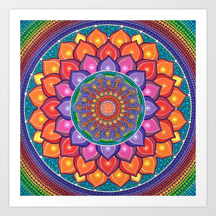 Download Lotus Rainbow Mandala Art Print by Elspeth McLean | Society6