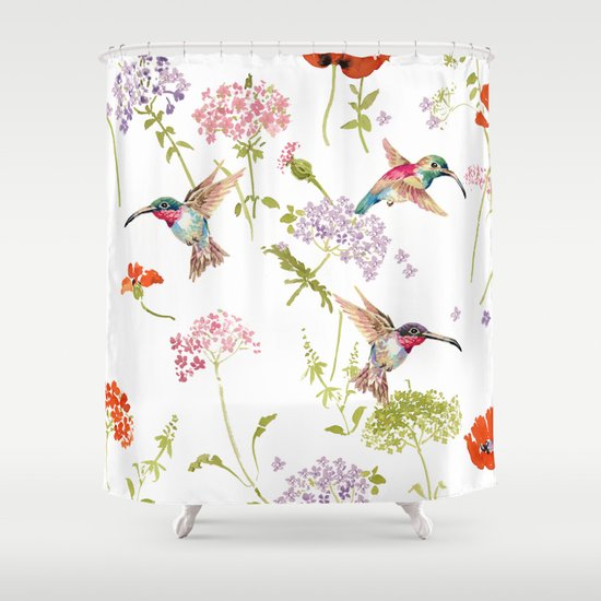 Hummingbird Floral Shower Curtain By Ariadne Society6