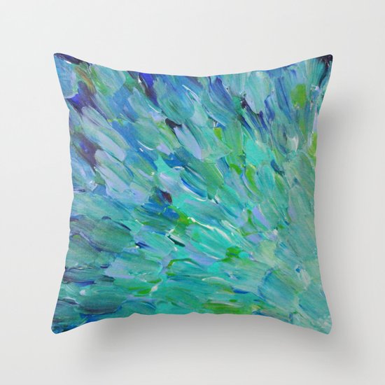 SEA SCALES - Beautiful Ocean Theme Peacock Feathers Mermaid Fins Waves Blue Teal Color Abstract ...
