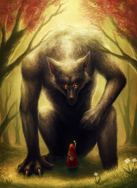 "Little Red and the BIG Bad Wolf" Art Print by PeeGeeArts | Society6
