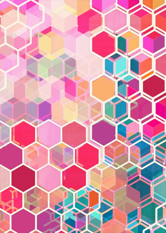 Honeycomb Pattern Art | rainbow honeycomb colorful hexagon pattern art print by Honeycomb Pattern Art | rainbow honeycomb colorful hexagon pattern art print by