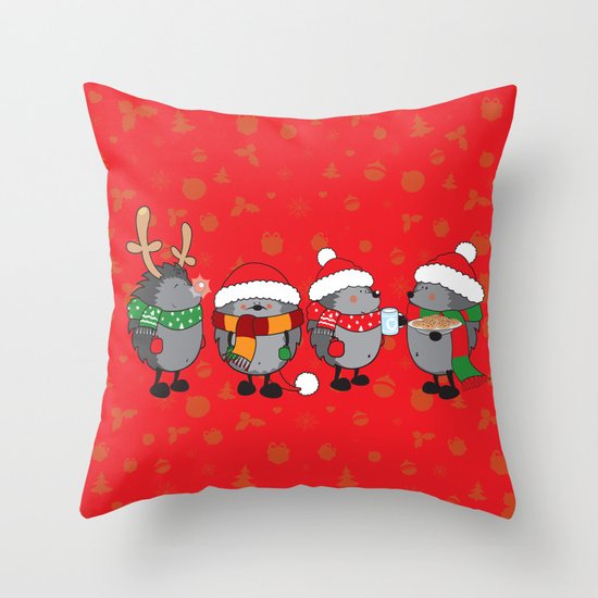 hedgehog christmas pillow