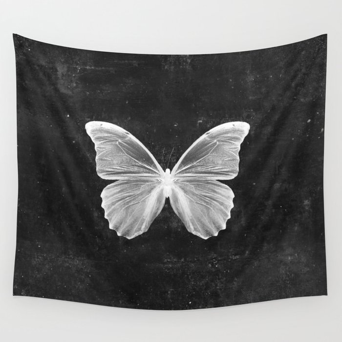 Butterfly in Black Wall Tapestry by Cafelab Society6