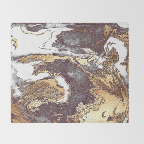 Black White Gold Throw Blanket by Jenna Davis Designs Society6
