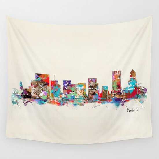 Portland Oregon skyline Wall Tapestry by Bri.buckley  Society6