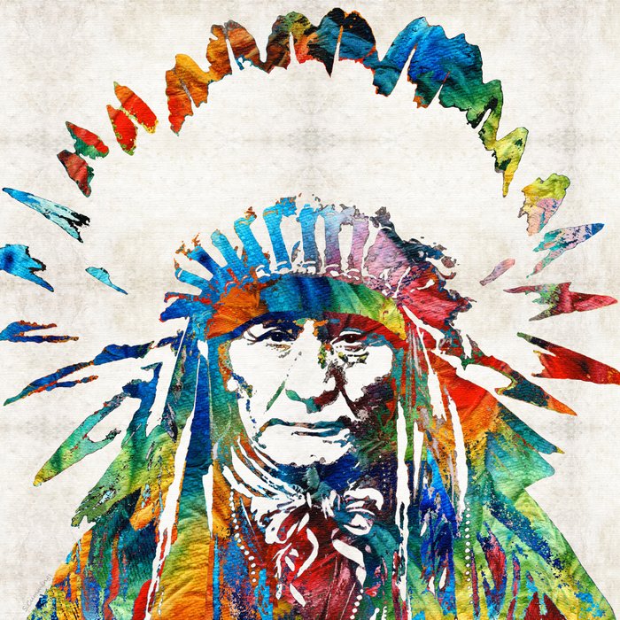 Native American Art Chief By Sharon Cummings Art Print by Sharon