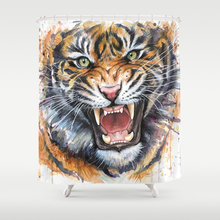 Tiger Shower Curtain by Olechka Society6