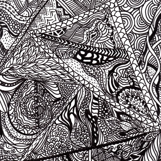 Black white Abstract Paisley doodle geometric pattern Art Print by ...