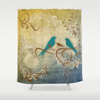 Bleu Birds Shower Curtain