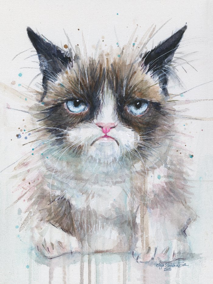 Grumpy Kitty Cat  Art Print by Olechka Society6