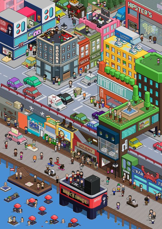 Pixel Art City Art Print by Pixeltier | Society6