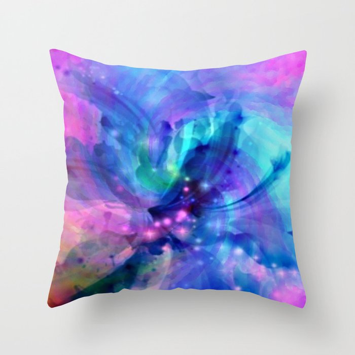 Blue and Pink Swirl Abstract Throw Pillow by Judy Palkimas Society6