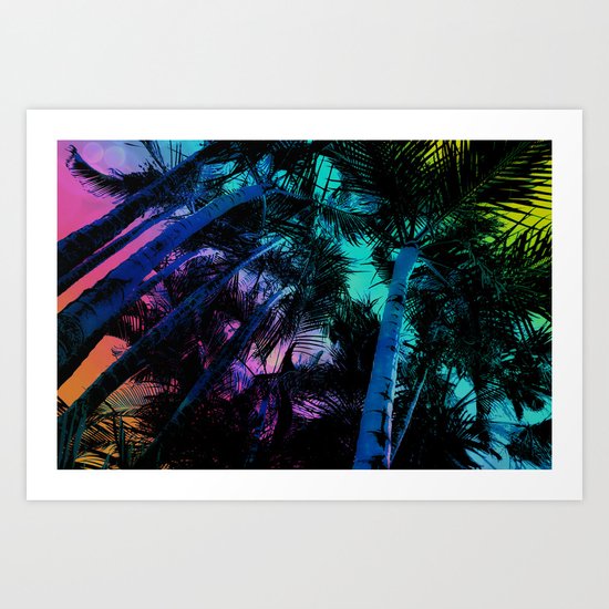 The Palm Trees Under the Seaside Rainbow Art Print