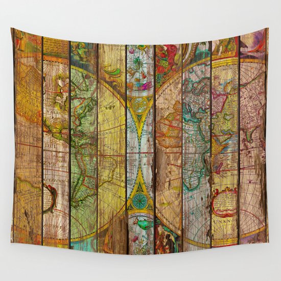 Around the World in Thirteen Maps Wall Tapestry by Diego Tirigall