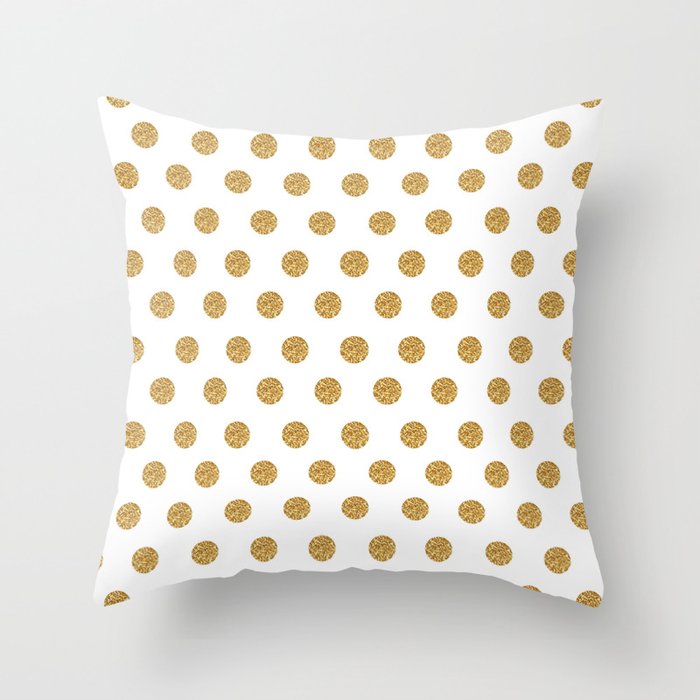 Gold Glitter Polka Dots Throw Pillow by Cute & Co. Society6