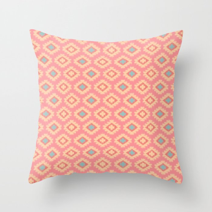 Southwestern Ikat Pattern on Soft Red Throw Pillow by CandyBoxDigital Society6