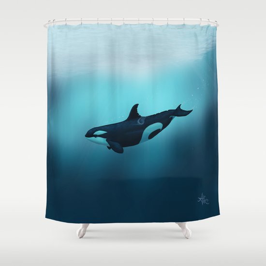 Lost In Serenity Orca Killer Whale Shower Curtain By
